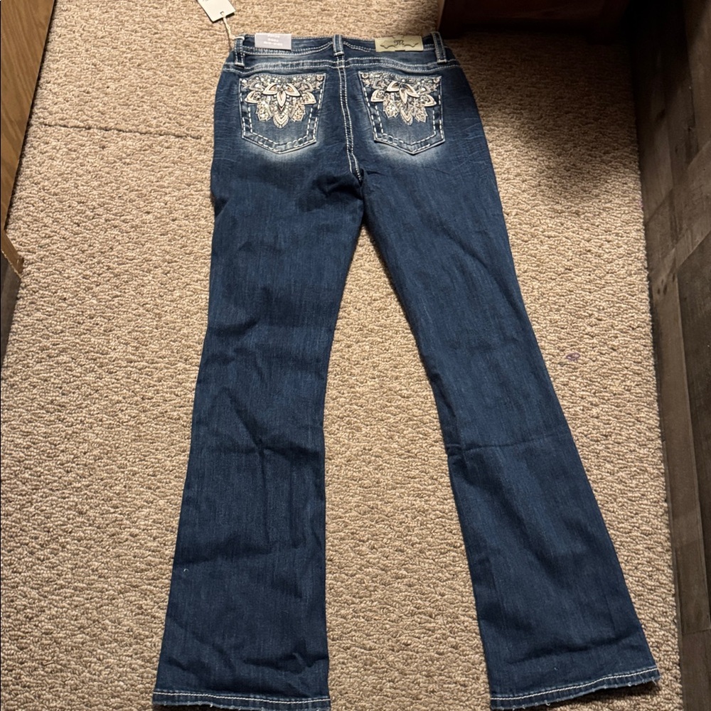 Miss Me Blue Embroidered Boot Cut Jeans - Picture 3 of 4